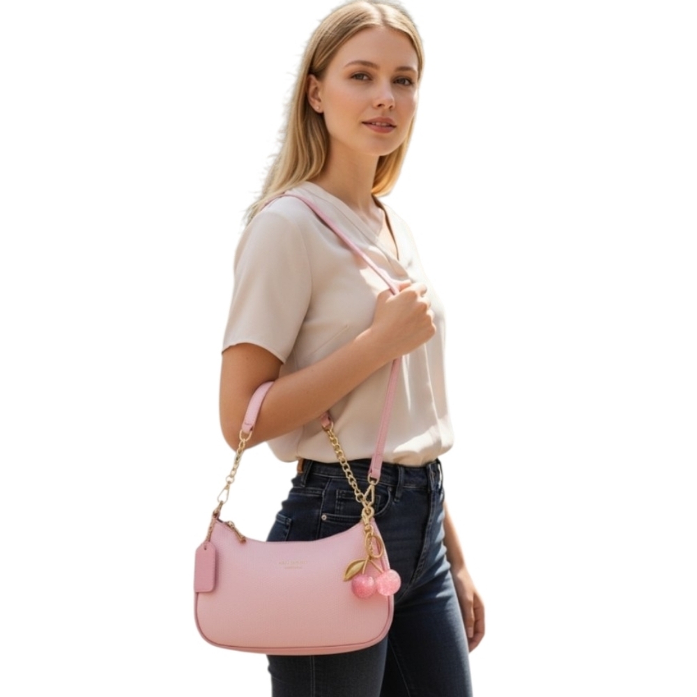 Shoulder Bag Womens Small Purse‎ Clutch Hobo Bag Vegan Leather Mini Handbag Pink